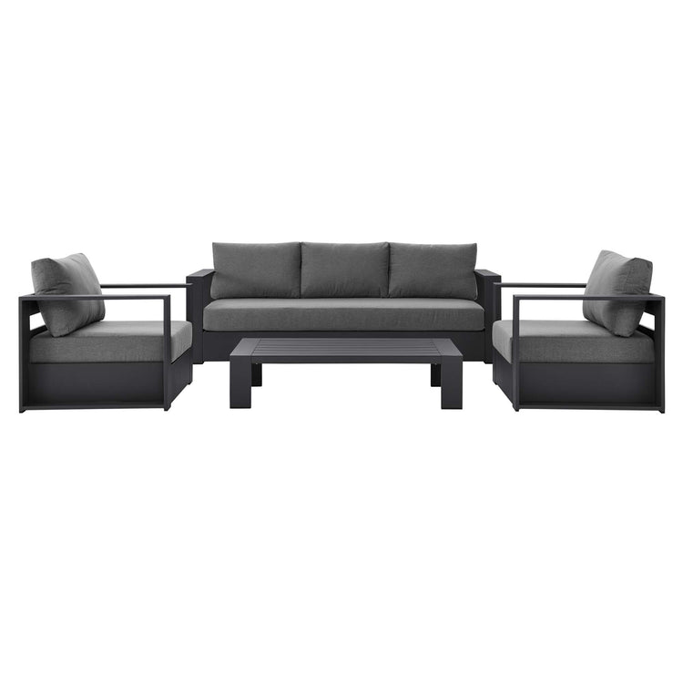Tahoe 4-Piece Outdoor Patio Powder-Coated Aluminum Set - Gray Charcoal