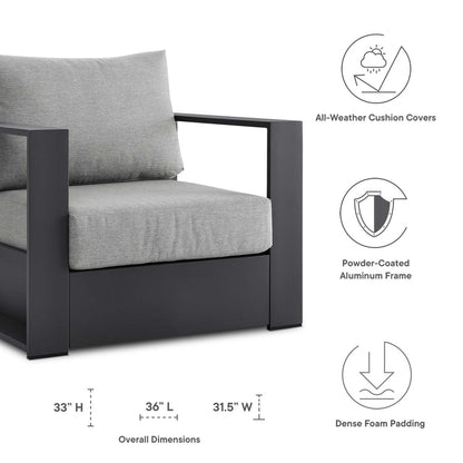 Tahoe 4-Piece Outdoor Patio Powder-Coated Aluminum Set - Gray Gray