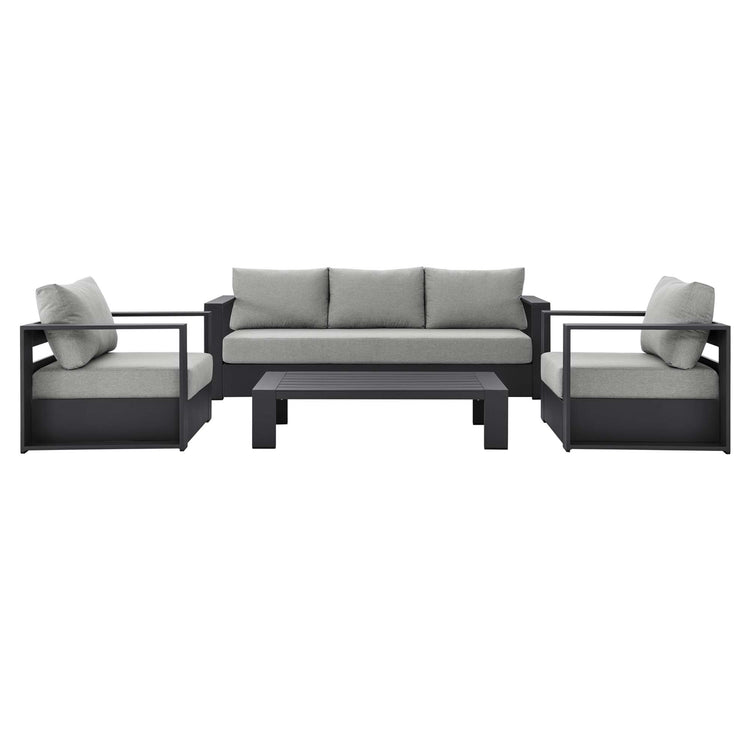 Tahoe 4-Piece Outdoor Patio Powder-Coated Aluminum Set - Gray Gray