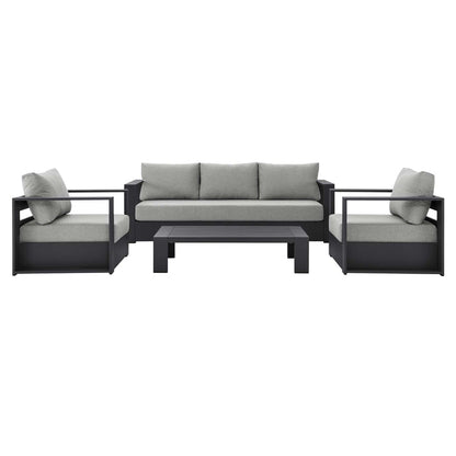 Tahoe 4-Piece Outdoor Patio Powder-Coated Aluminum Set - Gray Gray