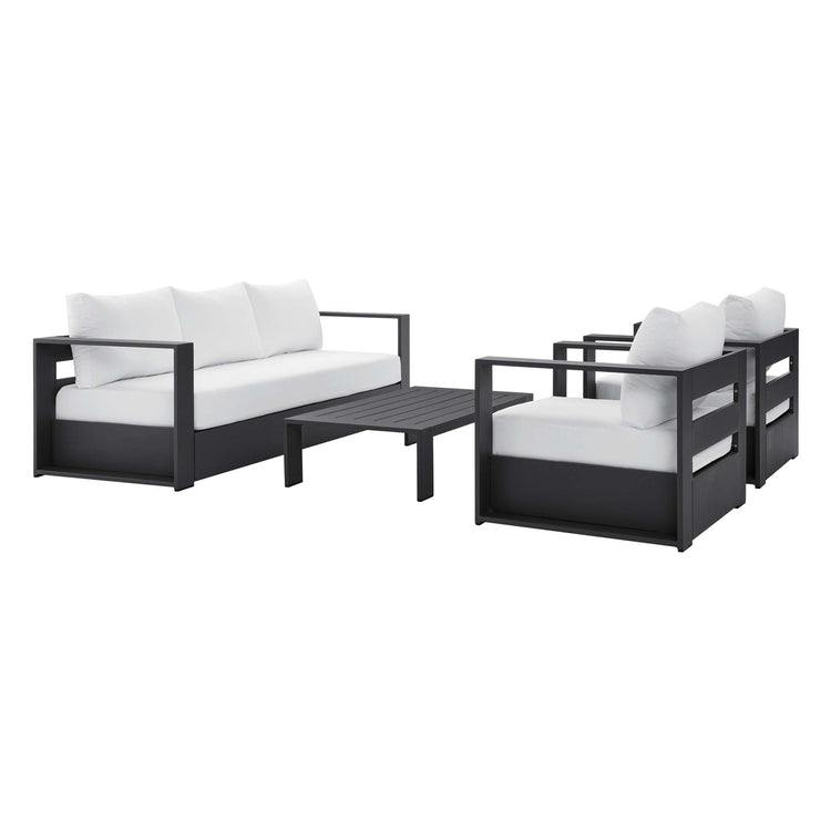 Tahoe 4-Piece Outdoor Patio Powder-Coated Aluminum Set - Gray White