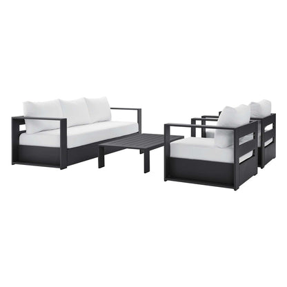 Tahoe 4-Piece Outdoor Patio Powder-Coated Aluminum Set - Gray White