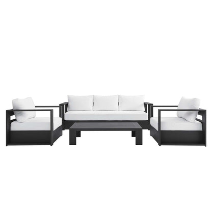 Tahoe 4-Piece Outdoor Patio Powder-Coated Aluminum Set - Gray White