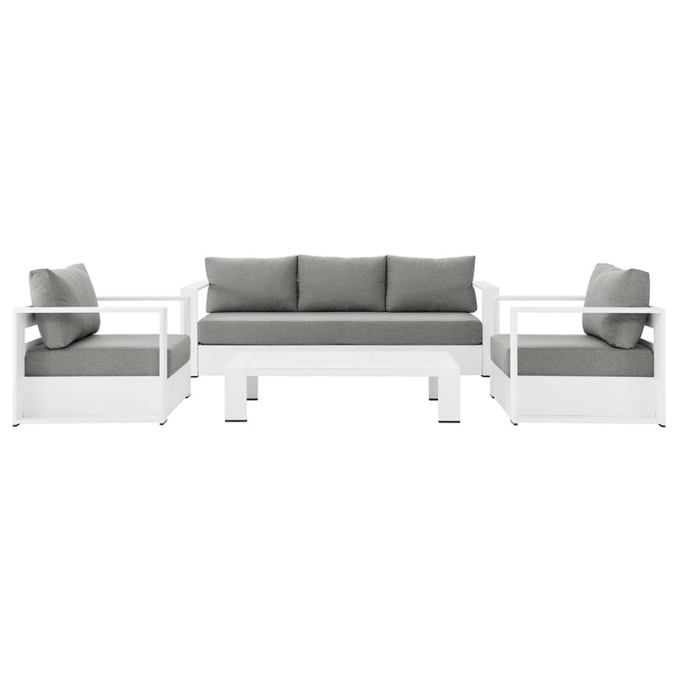 Tahoe 4-Piece Outdoor Patio Powder-Coated Aluminum Set - White Gray
