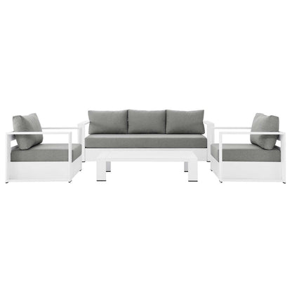 Tahoe 4-Piece Outdoor Patio Powder-Coated Aluminum Set - White Gray