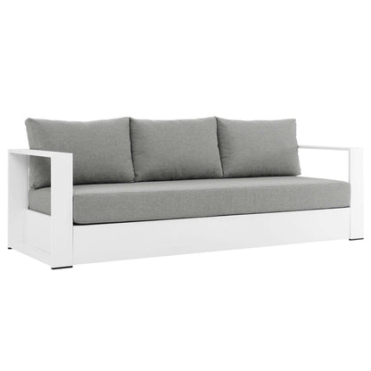Tahoe 4-Piece Outdoor Patio Powder-Coated Aluminum Set - White Gray