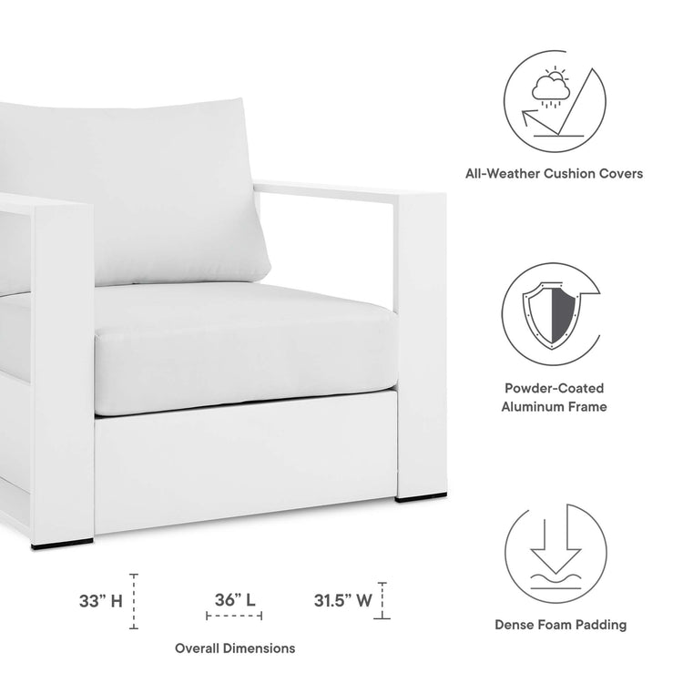 Tahoe 4-Piece Outdoor Patio Powder-Coated Aluminum Set - White White