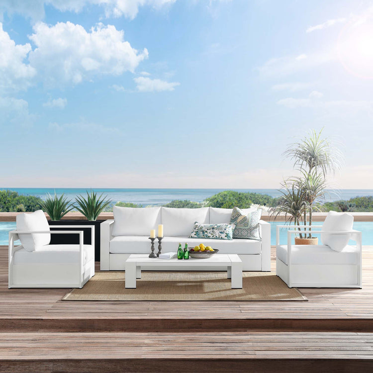 Tahoe 4-Piece Outdoor Patio Powder-Coated Aluminum Set - White White