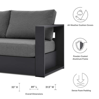 Tahoe 2-Piece Outdoor Patio Powder-Coated Aluminum Set - Gray Charcoal