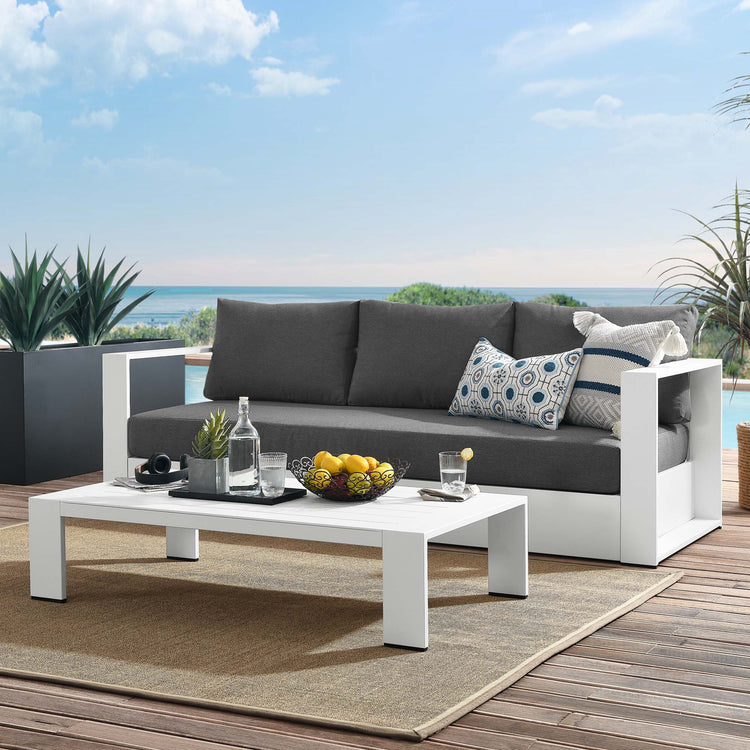 Tahoe 2-Piece Outdoor Patio Powder-Coated Aluminum Set - White Charcoal