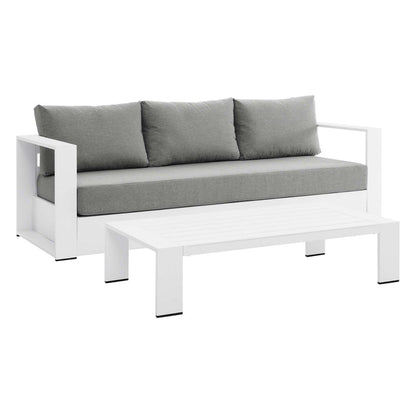 Tahoe 2-Piece Outdoor Patio Powder-Coated Aluminum Set - White Gray
