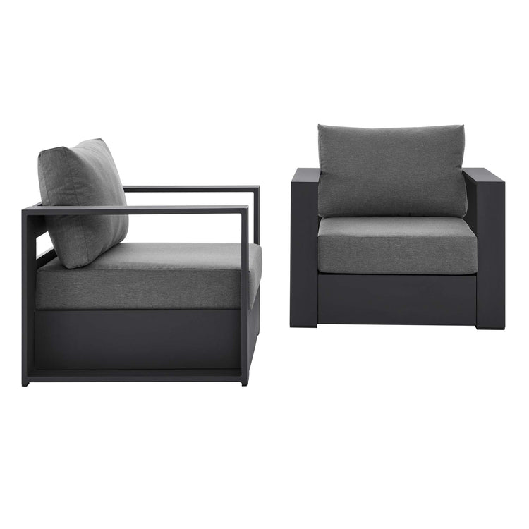 Tahoe 2-Piece Outdoor Patio Powder-Coated Aluminum Armchair Set - Gray Charcoal