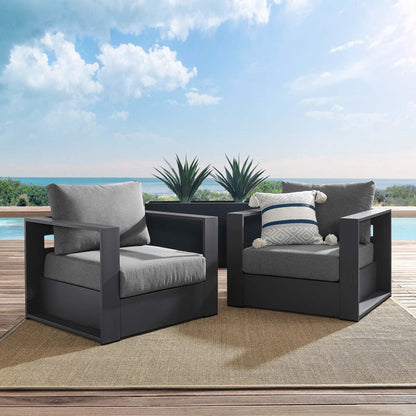 Tahoe 2-Piece Outdoor Patio Powder-Coated Aluminum Armchair Set - Gray Charcoal