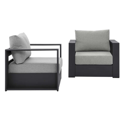 Tahoe 2-Piece Outdoor Patio Powder-Coated Aluminum Armchair Set - Gray Gray