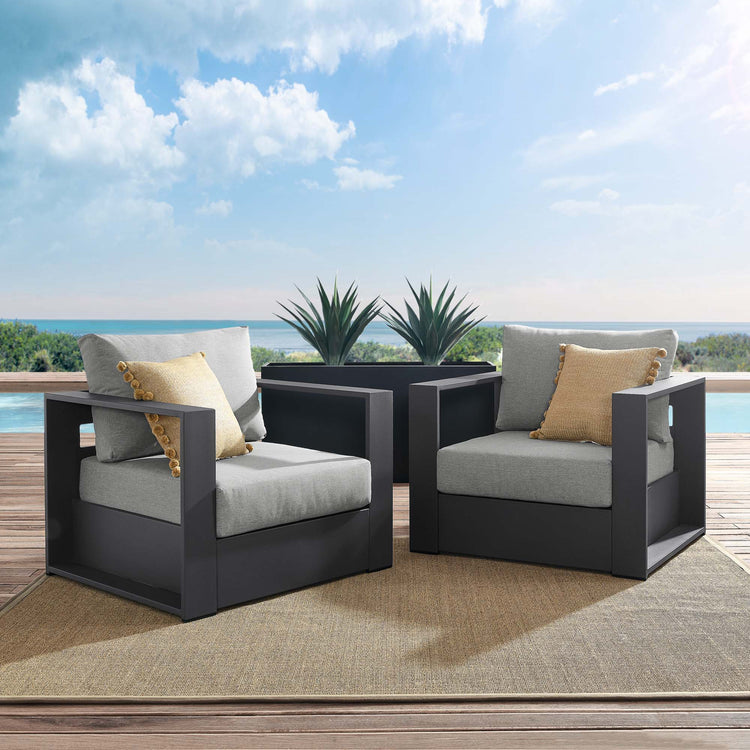 Tahoe 2-Piece Outdoor Patio Powder-Coated Aluminum Armchair Set - Gray Gray