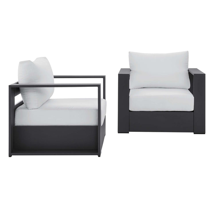 Tahoe 2-Piece Outdoor Patio Powder-Coated Aluminum Armchair Set - Gray White