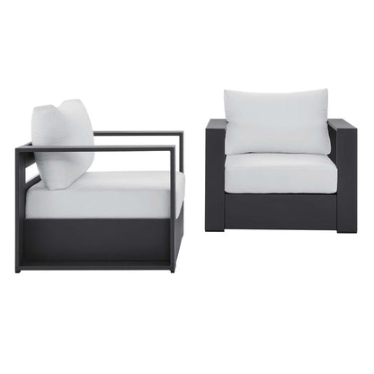 Tahoe 2-Piece Outdoor Patio Powder-Coated Aluminum Armchair Set - Gray White