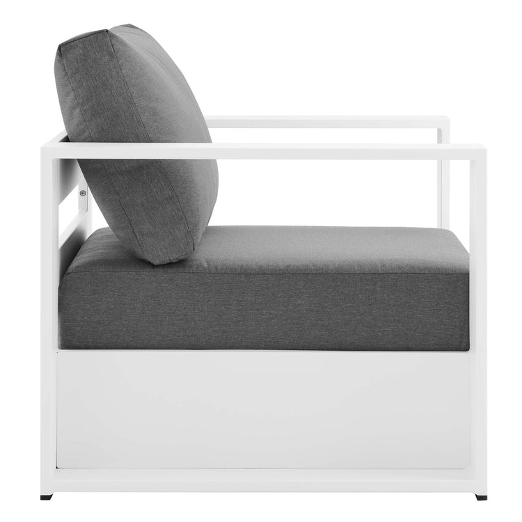 Tahoe 2-Piece Outdoor Patio Powder-Coated Aluminum Armchair Set - White Charcoal