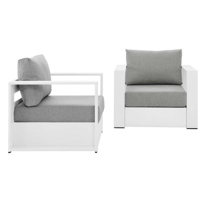 Tahoe 2-Piece Outdoor Patio Powder-Coated Aluminum Armchair Set - White Gray