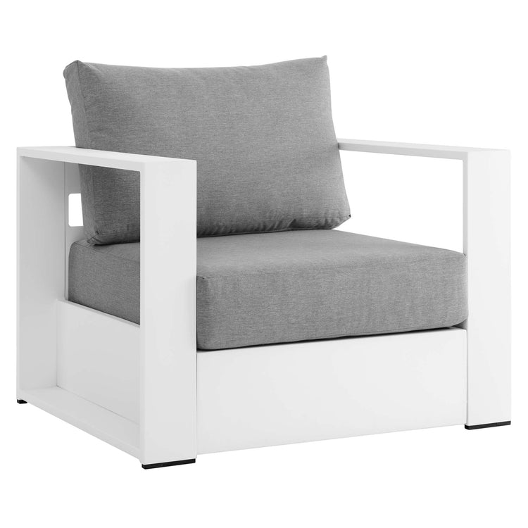 Tahoe 2-Piece Outdoor Patio Powder-Coated Aluminum Armchair Set - White Gray