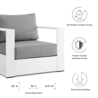 Tahoe 2-Piece Outdoor Patio Powder-Coated Aluminum Armchair Set - White Gray