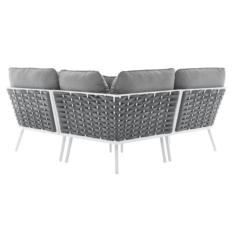 Stance Outdoor Patio Aluminum Small Sectional Sofa - White Gray