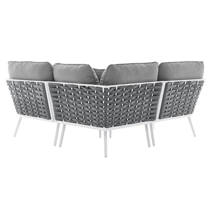 Stance Outdoor Patio Aluminum Small Sectional Sofa - White Gray