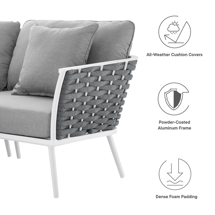 Stance Outdoor Patio Aluminum Small Sectional Sofa - White Gray