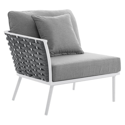 Stance Outdoor Patio Aluminum Small Sectional Sofa - White Gray