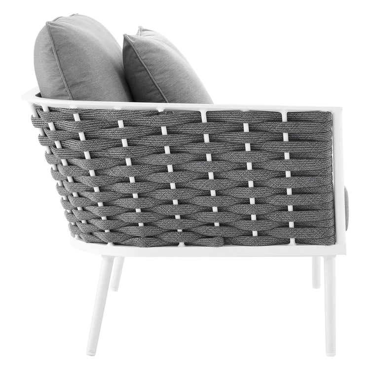 Stance Outdoor Patio Aluminum Small Sectional Sofa - White Gray