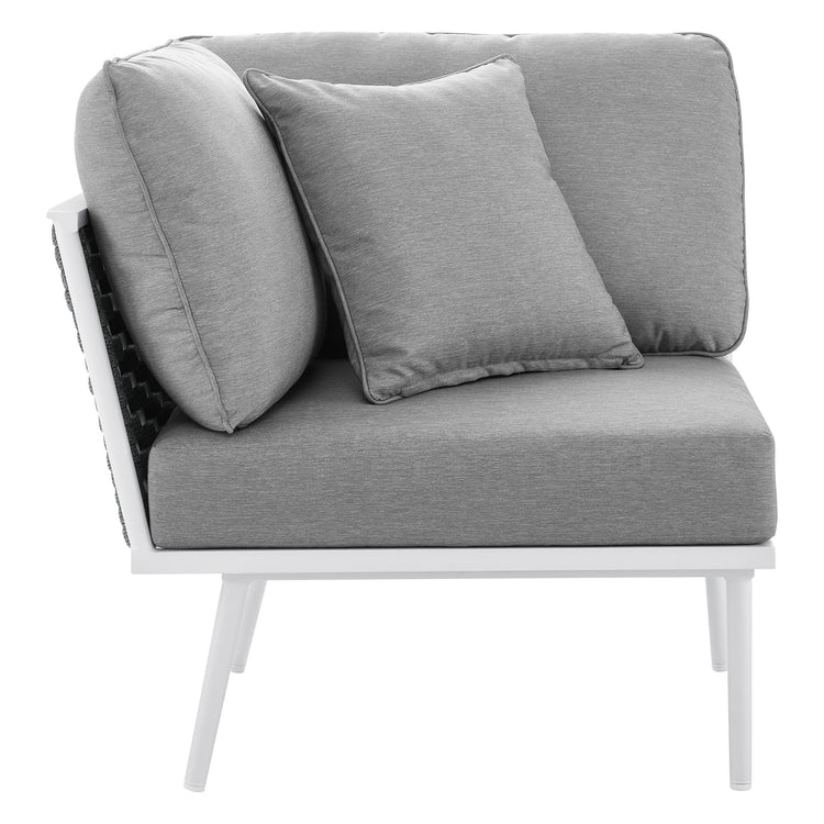 Stance Outdoor Patio Aluminum Small Sectional Sofa - White Gray
