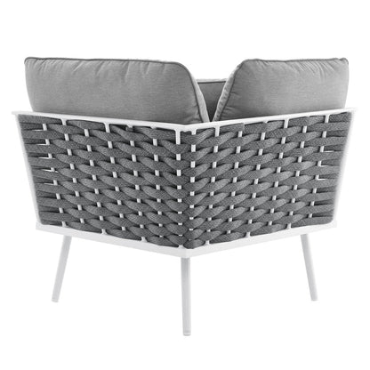 Stance Outdoor Patio Aluminum Small Sectional Sofa - White Gray