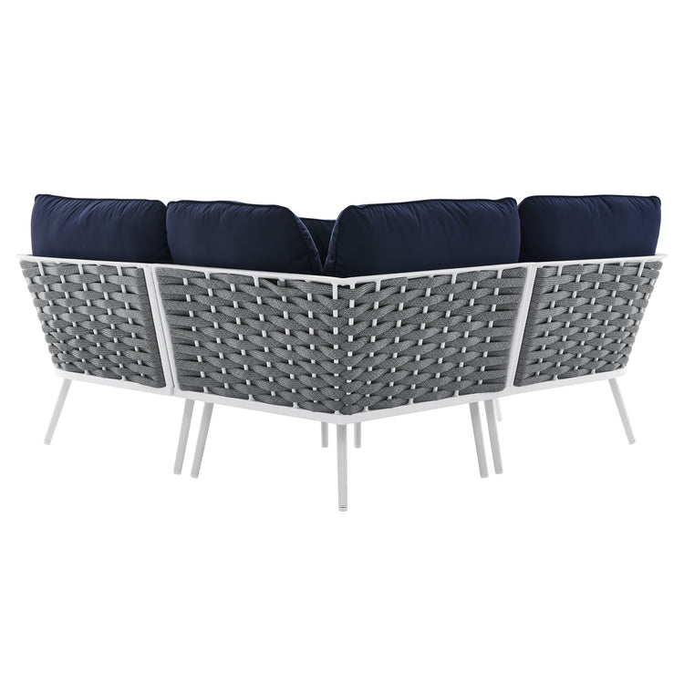 Stance Outdoor Patio Aluminum Small Sectional Sofa - White Navy