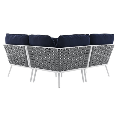 Stance Outdoor Patio Aluminum Small Sectional Sofa - White Navy