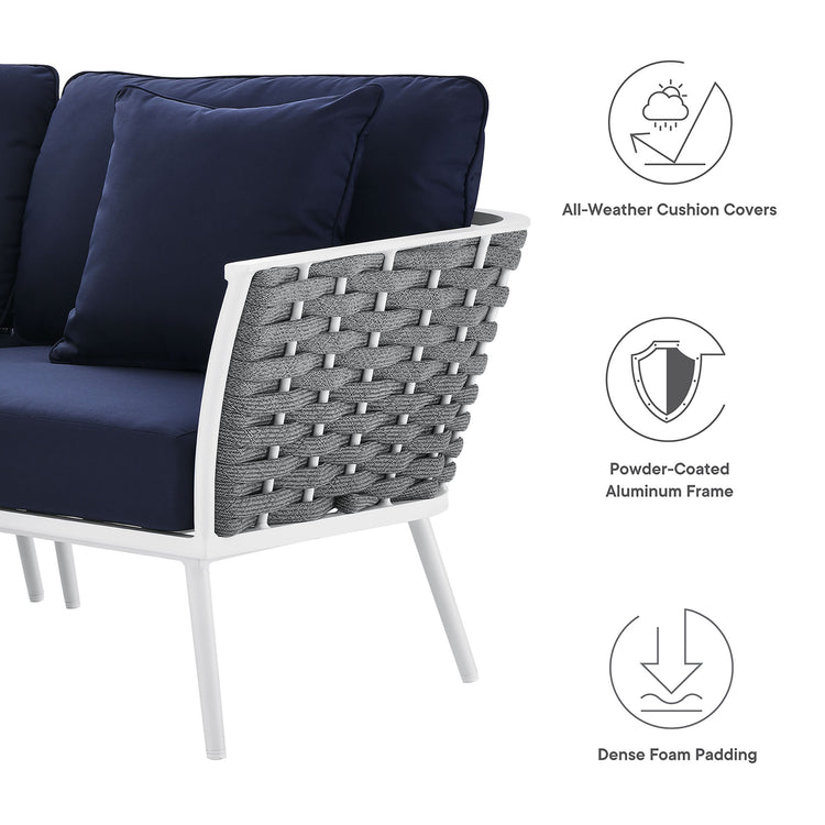 Stance Outdoor Patio Aluminum Small Sectional Sofa - White Navy
