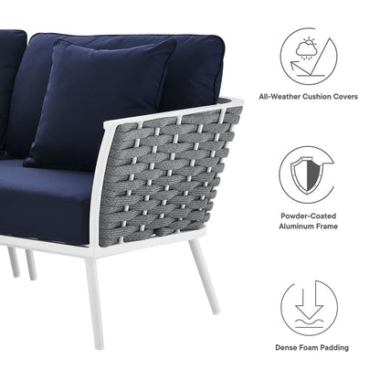 Stance Outdoor Patio Aluminum Small Sectional Sofa - White Navy