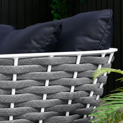 Stance Outdoor Patio Aluminum Small Sectional Sofa - White Navy