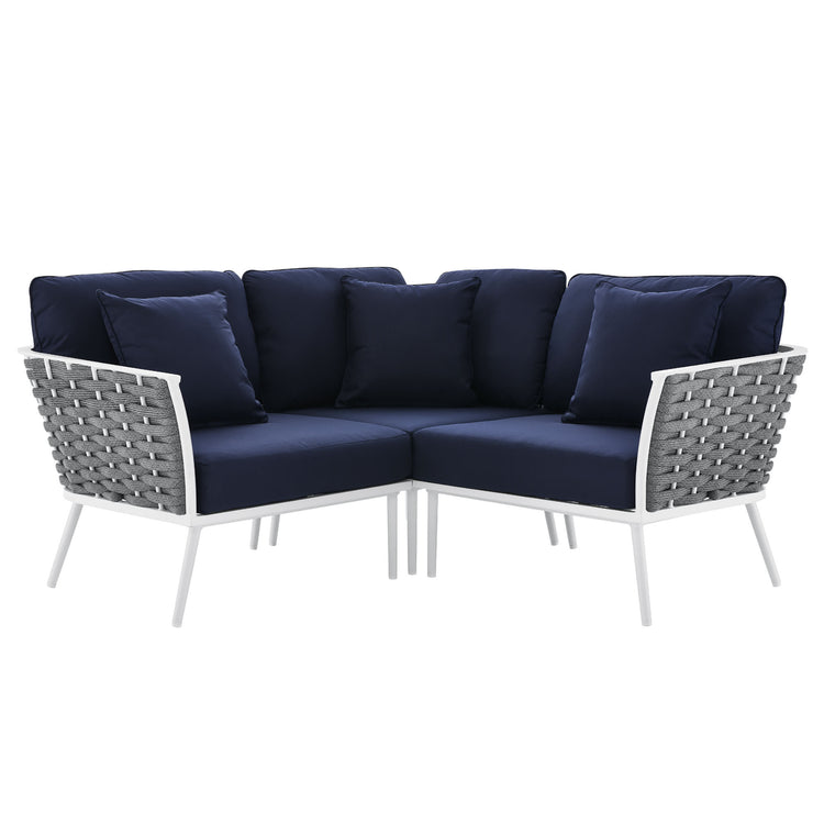 Stance Outdoor Patio Aluminum Small Sectional Sofa - White Navy