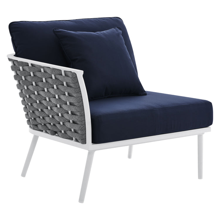 Stance Outdoor Patio Aluminum Small Sectional Sofa - White Navy