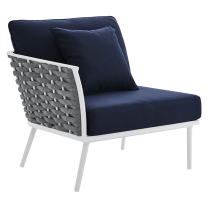 Stance Outdoor Patio Aluminum Small Sectional Sofa - White Navy