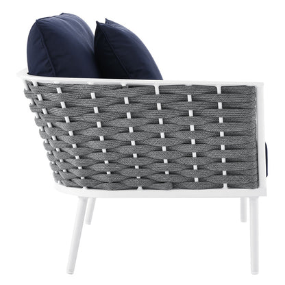 Stance Outdoor Patio Aluminum Small Sectional Sofa - White Navy