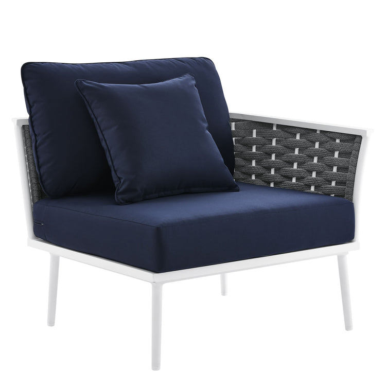 Stance Outdoor Patio Aluminum Small Sectional Sofa - White Navy