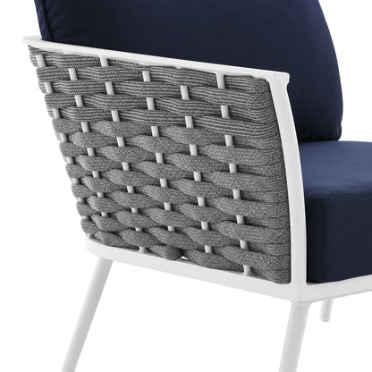 Stance Outdoor Patio Aluminum Small Sectional Sofa - White Navy