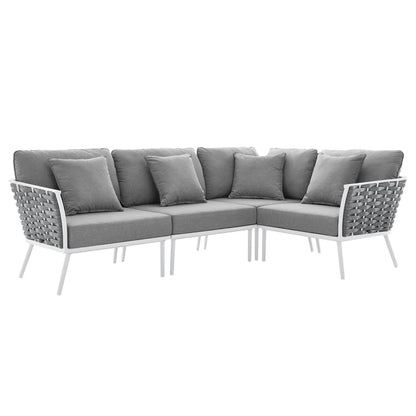 Stance Outdoor Patio Aluminum Large Sectional Sofa - White Gray