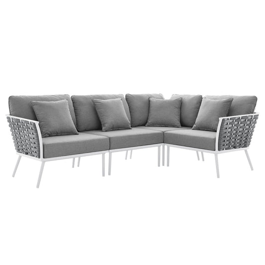 Stance Outdoor Patio Aluminum Large Sectional Sofa - White Gray