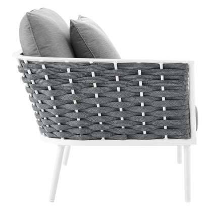 Stance Outdoor Patio Aluminum Large Sectional Sofa - White Gray