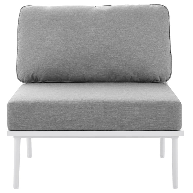 Stance Outdoor Patio Aluminum Large Sectional Sofa - White Gray