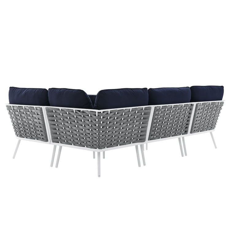 Stance Outdoor Patio Aluminum Large Sectional Sofa - White Navy