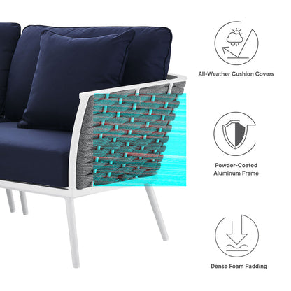 Stance Outdoor Patio Aluminum Large Sectional Sofa - White Navy