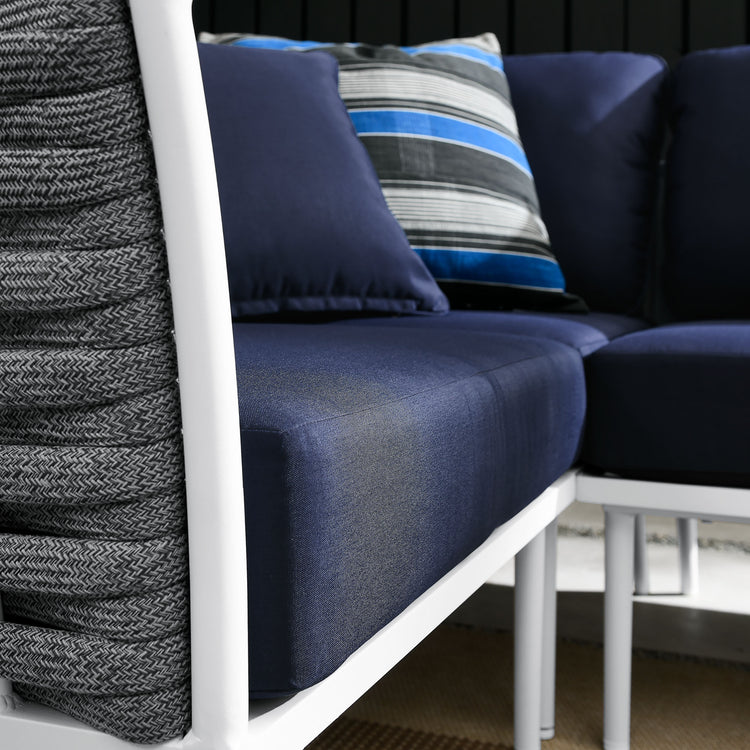 Stance Outdoor Patio Aluminum Large Sectional Sofa - White Navy